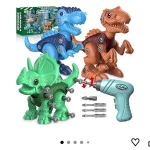 NEW - 3x Dinosaur Building Set - Blue, Green, Brown